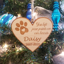 Load image into Gallery viewer, Paw prints on our hearts Ornament/*1 for $10.20/2 for $17/3 for $22.10~
