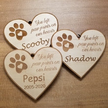 Load image into Gallery viewer, Paw prints on our hearts Ornament/*1 for $10.20/2 for $17/3 for $22.10~

